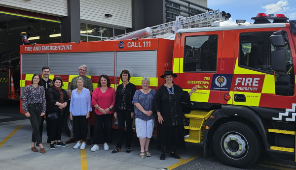 Otago LAC committee in front of a fire appliance